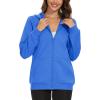 imageMAGCOMSEN Womens Fleece Lined Zip Up Hoodies Casual Hooded Jacket Workout Full Zip Sweatshirts Pocket CoatsAzure