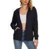 imageMAGCOMSEN Womens Fleece Lined Zip Up Hoodies Casual Hooded Jacket Workout Full Zip Sweatshirts Pocket CoatsBlack