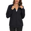 imageMAGCOMSEN Womens Fleece Lined Zip Up Hoodies Casual Hooded Jacket Workout Full Zip Sweatshirts Pocket CoatsBlack