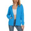 imageMAGCOMSEN Womens Fleece Lined Zip Up Hoodies Casual Hooded Jacket Workout Full Zip Sweatshirts Pocket CoatsBright Blue