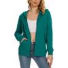 imageMAGCOMSEN Womens Fleece Lined Zip Up Hoodies Casual Hooded Jacket Workout Full Zip Sweatshirts Pocket CoatsEmerald Green