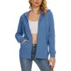 imageMAGCOMSEN Womens Fleece Lined Zip Up Hoodies Casual Hooded Jacket Workout Full Zip Sweatshirts Pocket CoatsHaze Blue
