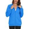 imageMAGCOMSEN Womens Fleece Lined Zip Up Hoodies Casual Hooded Jacket Workout Full Zip Sweatshirts Pocket CoatsIce Blue
