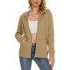 imageMAGCOMSEN Womens Fleece Lined Zip Up Hoodies Casual Hooded Jacket Workout Full Zip Sweatshirts Pocket CoatsKhaki