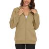 imageMAGCOMSEN Womens Fleece Lined Zip Up Hoodies Casual Hooded Jacket Workout Full Zip Sweatshirts Pocket CoatsKhaki