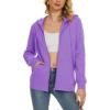 imageMAGCOMSEN Womens Fleece Lined Zip Up Hoodies Casual Hooded Jacket Workout Full Zip Sweatshirts Pocket CoatsLight Purple