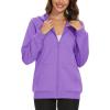 imageMAGCOMSEN Womens Fleece Lined Zip Up Hoodies Casual Hooded Jacket Workout Full Zip Sweatshirts Pocket CoatsLight Purple