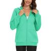 imageMAGCOMSEN Womens Fleece Lined Zip Up Hoodies Casual Hooded Jacket Workout Full Zip Sweatshirts Pocket CoatsMint Green
