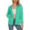 imageMAGCOMSEN Womens Fleece Lined Zip Up Hoodies Casual Hooded Jacket Workout Full Zip Sweatshirts Pocket CoatsMint Green