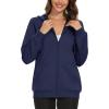 imageMAGCOMSEN Womens Fleece Lined Zip Up Hoodies Casual Hooded Jacket Workout Full Zip Sweatshirts Pocket CoatsNavy