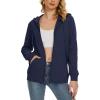 imageMAGCOMSEN Womens Fleece Lined Zip Up Hoodies Casual Hooded Jacket Workout Full Zip Sweatshirts Pocket CoatsNavy
