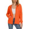 imageMAGCOMSEN Womens Fleece Lined Zip Up Hoodies Casual Hooded Jacket Workout Full Zip Sweatshirts Pocket CoatsOrange