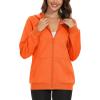 imageMAGCOMSEN Womens Fleece Lined Zip Up Hoodies Casual Hooded Jacket Workout Full Zip Sweatshirts Pocket CoatsOrange