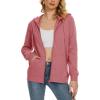 imageMAGCOMSEN Womens Fleece Lined Zip Up Hoodies Casual Hooded Jacket Workout Full Zip Sweatshirts Pocket CoatsPink