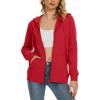 imageMAGCOMSEN Womens Fleece Lined Zip Up Hoodies Casual Hooded Jacket Workout Full Zip Sweatshirts Pocket CoatsRed