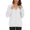 imageMAGCOMSEN Womens Fleece Lined Zip Up Hoodies Casual Hooded Jacket Workout Full Zip Sweatshirts Pocket CoatsWhite