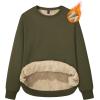 imageMAGCOMSEN Womens Sherpa Lined Sweatshirts Thermal Casual Crewneck Fleece Pullover Winter Warm Thick Long Sleeve TopsArmy Green