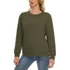 imageMAGCOMSEN Womens Sherpa Lined Sweatshirts Thermal Casual Crewneck Fleece Pullover Winter Warm Thick Long Sleeve TopsArmy Green