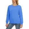 imageMAGCOMSEN Womens Sherpa Lined Sweatshirts Thermal Casual Crewneck Fleece Pullover Winter Warm Thick Long Sleeve TopsAzure