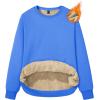 imageMAGCOMSEN Womens Sherpa Lined Sweatshirts Thermal Casual Crewneck Fleece Pullover Winter Warm Thick Long Sleeve TopsAzure
