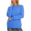 imageMAGCOMSEN Womens Sherpa Lined Sweatshirts Thermal Casual Crewneck Fleece Pullover Winter Warm Thick Long Sleeve TopsAzure