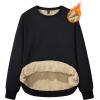 imageMAGCOMSEN Womens Sherpa Lined Sweatshirts Thermal Casual Crewneck Fleece Pullover Winter Warm Thick Long Sleeve TopsBlack