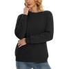 imageMAGCOMSEN Womens Sherpa Lined Sweatshirts Thermal Casual Crewneck Fleece Pullover Winter Warm Thick Long Sleeve TopsBlack