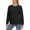 imageMAGCOMSEN Womens Sherpa Lined Sweatshirts Thermal Casual Crewneck Fleece Pullover Winter Warm Thick Long Sleeve TopsBlack