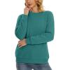 imageMAGCOMSEN Womens Sherpa Lined Sweatshirts Thermal Casual Crewneck Fleece Pullover Winter Warm Thick Long Sleeve TopsEmerald Green