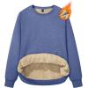 imageMAGCOMSEN Womens Sherpa Lined Sweatshirts Thermal Casual Crewneck Fleece Pullover Winter Warm Thick Long Sleeve TopsGrey Blue