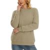 imageMAGCOMSEN Womens Sherpa Lined Sweatshirts Thermal Casual Crewneck Fleece Pullover Winter Warm Thick Long Sleeve TopsKhaki