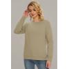 imageMAGCOMSEN Womens Sherpa Lined Sweatshirts Thermal Casual Crewneck Fleece Pullover Winter Warm Thick Long Sleeve TopsKhaki