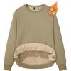 imageMAGCOMSEN Womens Sherpa Lined Sweatshirts Thermal Casual Crewneck Fleece Pullover Winter Warm Thick Long Sleeve TopsKhaki