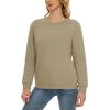 imageMAGCOMSEN Womens Sherpa Lined Sweatshirts Thermal Casual Crewneck Fleece Pullover Winter Warm Thick Long Sleeve TopsKhaki