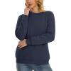 imageMAGCOMSEN Womens Sherpa Lined Sweatshirts Thermal Casual Crewneck Fleece Pullover Winter Warm Thick Long Sleeve TopsNavy
