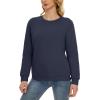 imageMAGCOMSEN Womens Sherpa Lined Sweatshirts Thermal Casual Crewneck Fleece Pullover Winter Warm Thick Long Sleeve TopsNavy
