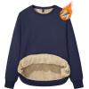 imageMAGCOMSEN Womens Sherpa Lined Sweatshirts Thermal Casual Crewneck Fleece Pullover Winter Warm Thick Long Sleeve TopsNavy