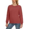 imageMAGCOMSEN Womens Sherpa Lined Sweatshirts Thermal Casual Crewneck Fleece Pullover Winter Warm Thick Long Sleeve TopsOrange Red