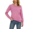 imageMAGCOMSEN Womens Sherpa Lined Sweatshirts Thermal Casual Crewneck Fleece Pullover Winter Warm Thick Long Sleeve TopsPink