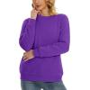 imageMAGCOMSEN Womens Sherpa Lined Sweatshirts Thermal Casual Crewneck Fleece Pullover Winter Warm Thick Long Sleeve TopsPurple