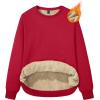 imageMAGCOMSEN Womens Sherpa Lined Sweatshirts Thermal Casual Crewneck Fleece Pullover Winter Warm Thick Long Sleeve TopsRed