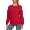 imageMAGCOMSEN Womens Sherpa Lined Sweatshirts Thermal Casual Crewneck Fleece Pullover Winter Warm Thick Long Sleeve TopsRed
