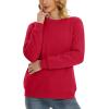 imageMAGCOMSEN Womens Sherpa Lined Sweatshirts Thermal Casual Crewneck Fleece Pullover Winter Warm Thick Long Sleeve TopsRed