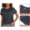 imageMAGCOMSEN Womens Workout Shirts Crewneck Short Sleeve Moisture Wicking Lightweight Tops for Gym Athletic SportsBlack