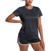 imageMAGCOMSEN Womens Workout Shirts Crewneck Short Sleeve Moisture Wicking Lightweight Tops for Gym Athletic SportsBlack
