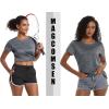 imageMAGCOMSEN Womens Workout Shirts Crewneck Short Sleeve Moisture Wicking Lightweight Tops for Gym Athletic SportsDark Grey