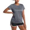 imageMAGCOMSEN Womens Workout Shirts Crewneck Short Sleeve Moisture Wicking Lightweight Tops for Gym Athletic SportsDark Grey