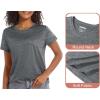imageMAGCOMSEN Womens Workout Shirts Crewneck Short Sleeve Moisture Wicking Lightweight Tops for Gym Athletic SportsDark Grey