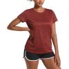 imageMAGCOMSEN Womens Workout Shirts Crewneck Short Sleeve Moisture Wicking Lightweight Tops for Gym Athletic SportsDark Orange