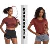 imageMAGCOMSEN Womens Workout Shirts Crewneck Short Sleeve Moisture Wicking Lightweight Tops for Gym Athletic SportsDark Orange